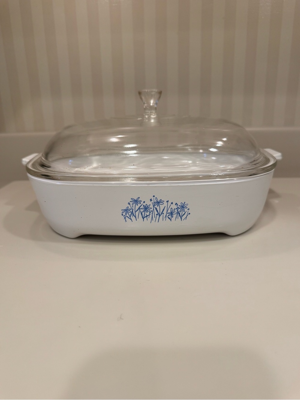 Vintage Corning Blue Daisy Casserole Made For Sears - Picture 4 of 13